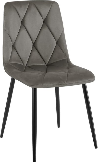 CLP Clairton Eetkamerstoel - klassiek - met zwart metalen frame - Belastbaar tot 150 kg - fluweel - Velvet - Fluweel/antraciet