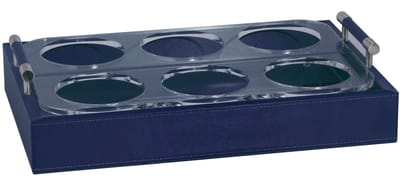 Marine Business Waves kunstleren blauwe Glazenhouder maat L