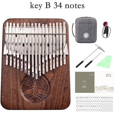 Hluru Professionele Kalimba 34 Toetsen Zwart Walnoot Kalimba's 38 Toetsen Duimpiano Houten Kalimba B C Platte Bord Mbira gray
