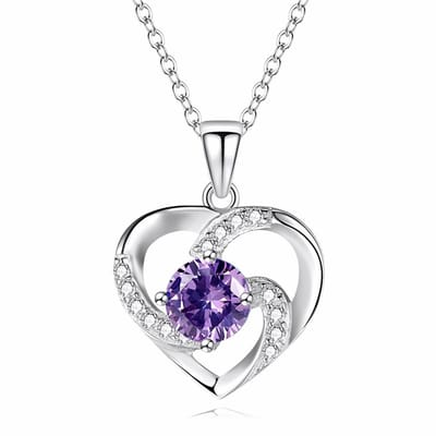KETTING, LIEFDE, HART, ROSE GOUD GEPLATED, GEBOORTESTEEN HANGER, DAMES KETTING, SIERADENCADEAU MET 5A ZIRCONIA