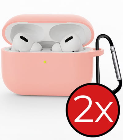 Hoesje - Geschikt voor Apple Airpods Pro 3 - Siliconen Hoes met Clip - Silicone Case Cover - Lichtroze