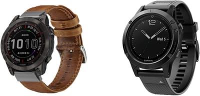 Strap-it Siliconen Band (Zwart) + Leren Band (Bruin) - Geschikt voor Garmin Fenix 5/6 - Sportband & stijlvolle leren band - Waterbestendig & ademend ontwerp