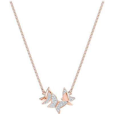 Swarovski Lilia Romantische Vlinder Vormige Sieraden Rosé Goud Verguld Kristallen Ketting Dames ketting 5382366 Box (Random Color) white