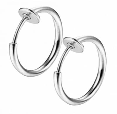 Klem Oorbellen-Zilverkleur- Ringen-16 mm-Geen gaatje- geen gaatje- Charme Bijoux