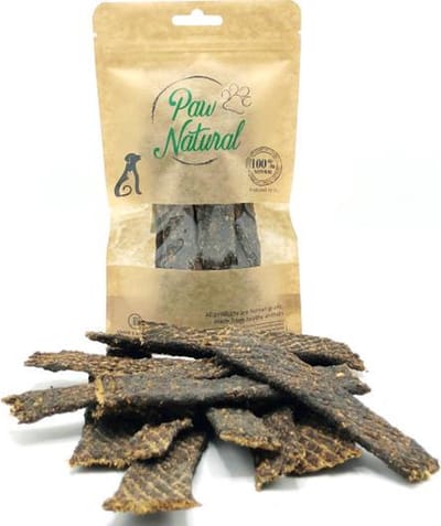 Paw Natural Konijn Vleesreepjes Snacks voor Honden, Training Traktaties Beloningen 150g. Graan en Glutenvrij Naturel Hondenvoer voor dieren, alle rassen.