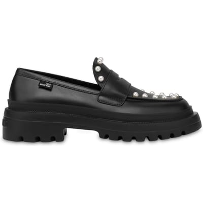 Moschino Her Love Calfskin Loafers Black Maat: 36 | Instappers Outlet | Dames | Zwart