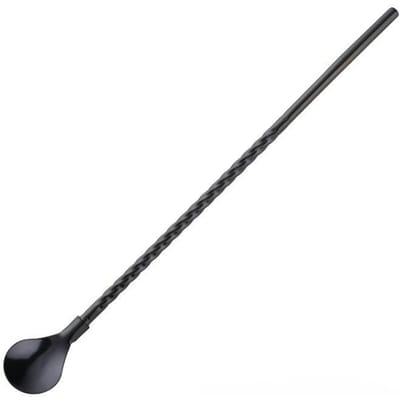 1 pièce Paille cuillère réutilisable longue Multicolore Paille en acier inoxydable Cuillère Bar Cocktail Café Remuer Cuillère à boire noir