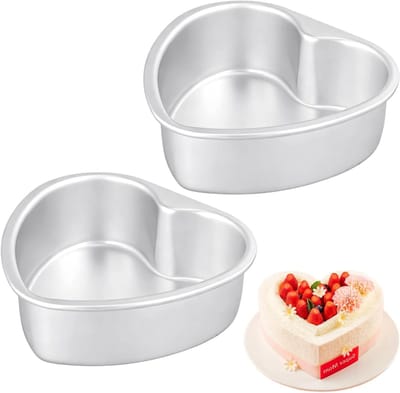 Set van 2 Hartvormige Cakepannen van 15 cm met Anti-aanbaklaag voor Cheesecake en Bruiloft Desserts, Ideaal voor Bakken en Evenwichtige Warmteverdeling