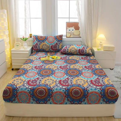 3-delige eenvoudige moderne bohemien patroon matte driedelige hoeslaken set, Slaapkamer bedrukt dekbedovertrek set, Beddengoed 90x200cm white