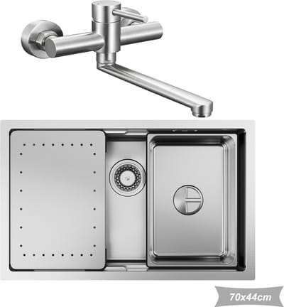 CECIPA max Spoelbak Keuken - Spoelbak Met Keukenkraan - Spoelbakken Keuken 70x44cm - Enkele spoelbak - roestvrij staal Spoelbak - Spoelbakken met afdruip - RVS