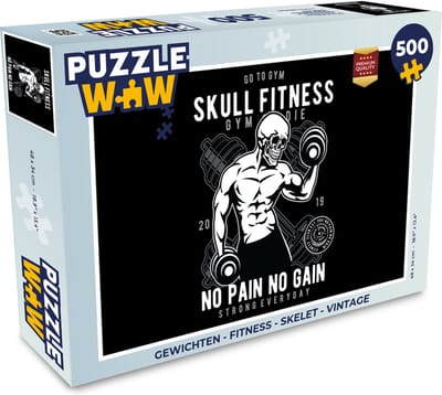 Puzzel Gewichten - Fitness - Skelet - Vintage - Legpuzzel - Puzzel 500 stukjes