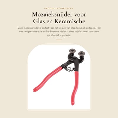 Dailygoods- Mozaïeksnijder 200 mm - Snijden van Glas/Keramische Tegels - Hardmetalen Wielen - Ergonomisch Handvat - Max. Snijdikte 15 mm - Zware Uitvoering - Tegelsnijder