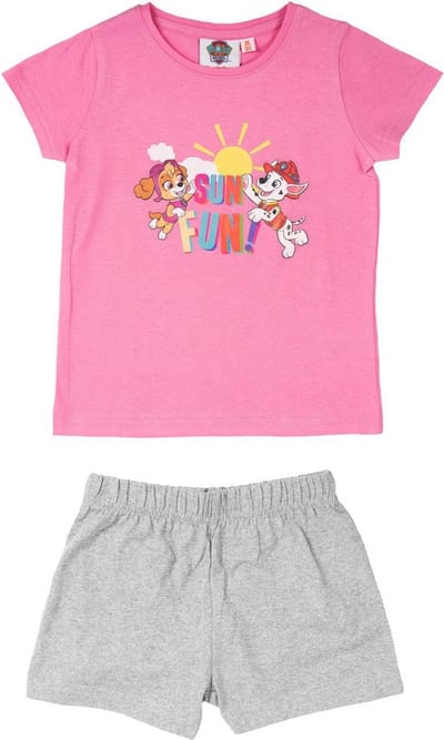 Paw Patrol Pyjama / Shortama -  Roze / Grijs - Katoen - maat 98/104