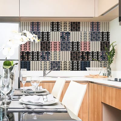 Zelfklevende muurtegelstickers voor keuken en badkamer - 30 Scandinavische cementtegelstickers van Benedikte - 30 stickers, 20x20cm