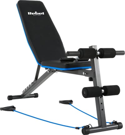 Rebel Active Schuine Trainingsbank met Beensteunen en Weerstandsbanden - Fitnessbank - Verstelbare Trainingsbank - Bench Press - Halterbank
