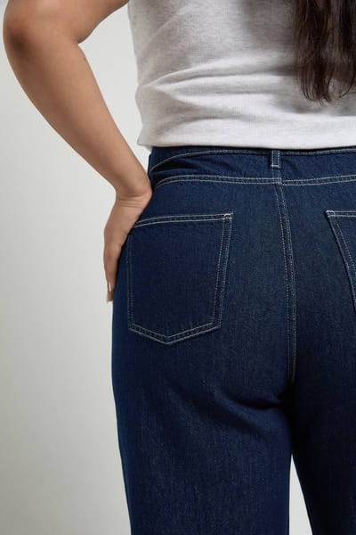 boohoo Dames Plus Basics Hoge Taille Rechte Pijp Jeans | Indigo | Maat: 16/30L