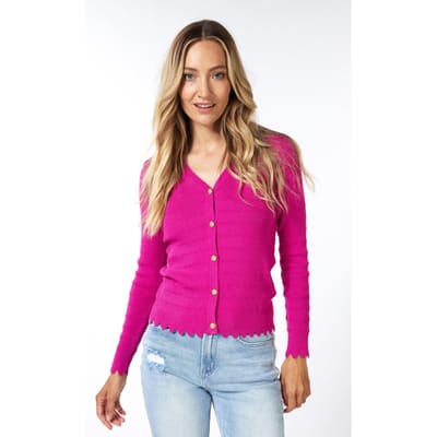 EsQualo Cardigan Short Fancy Knit Fuchsia Maat: S | Lichte Jassen Outlet | Dames | Roze
