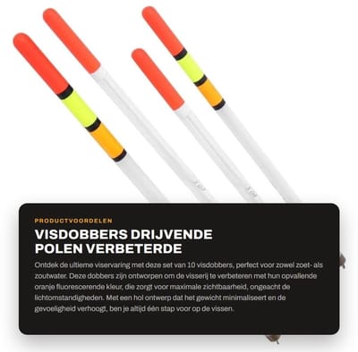 Dailygoods- Visdobbers 10 Stuks - Drijvende Vlotters - Oranje Fluorescerend - Zoutwater/Z zoetwater - Lichtgewicht Ontwerp - Versterkte Interface