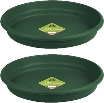 Hega Hogar Opvangbord - 2x - groen - kunststof - D38 cm - onderschaal/opvangbord