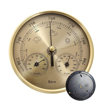 Weer barometer - Vochtigheidsmeter precisie - Buitenactiviteiten bijhouden - Roestbestendig ontwerp - 130 mm display - Zilverkleurig