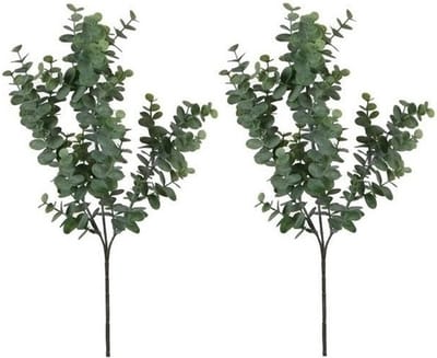 Mica Decorations Kunstbloem - 2x - Eucalyptus kunsttak - grijs/groen - 65 cm - decoratie