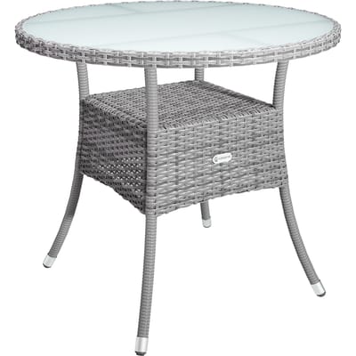 Casaria Bijzettafel - Rond 80cm Weerbestendig Polyrattan - Grijs