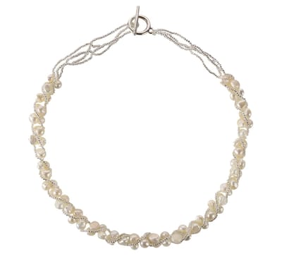Zoetwater parelketting Monica - echte parels - wit - zilver - luxe sieraden zakje - parelketting dames