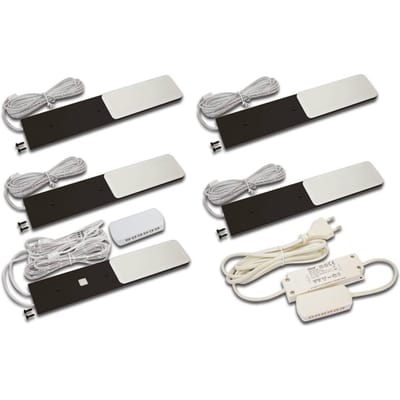 Hera LED meubelverlichting S-Pad F set van 5 zwart 4.000 K dimmer
