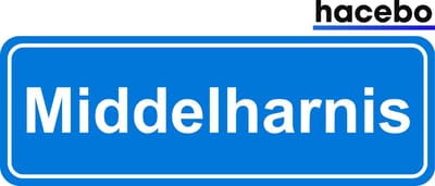 Hacebo - Plaatsnaam Sticker - 29x10 CM - Middelharnis sticker - Verkeersborden sticker - grappige cadeaus - Middelharnis