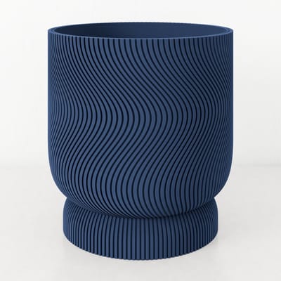 Fleuriek - Bloempot voor binnen - Blauw gestreepte plantenpot van bio plastic - Ø12 cm