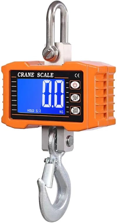 Digitale Kraanweegschaal – 1000 kg – LCD Display – Met Stalen Haak – Voor Bouw & Industrie