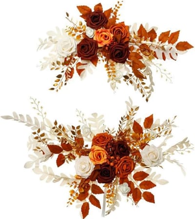 Bruiloft Boog Bloemen - Kunstbloemen Decoratie - Bruiloft Versieren - Realistisch Handgemaakt - 2 Stuks - Wit