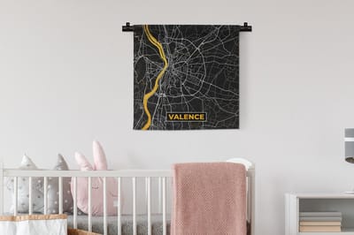 Wandkleed - Wanddoek - Stadskaart - Frankrijk - Plattegrond - Valence - Kaart - 60x60 cm - Wandtapijt