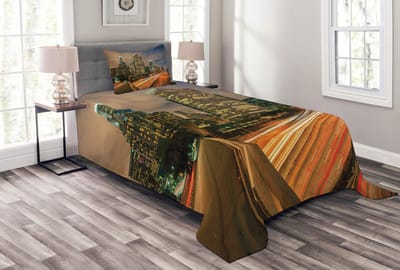 ABAKUHAUS – Los Angeles in Bewegingsonscherpte – Sprei-set 170x220 cm – Meerkleurig