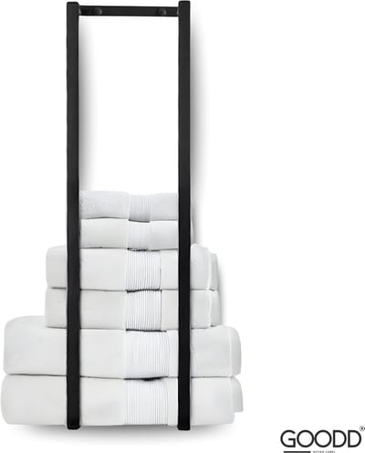 GOODD® - Handdoekrek - Handdoekhouder - Zwart - 70 cm - Plak of boren