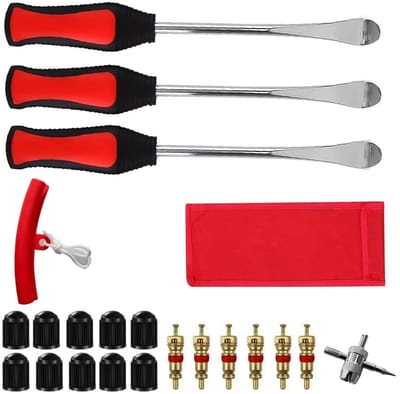 Dailygoods- Monteerijzerset 22-delig - Bandenlichters - Velgbeschermers - Antislip grip - Chroom-vanadiumstaal - Geschikt voor auto/motorfiets/fiets