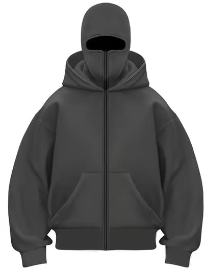 ANTI SOCIAL Ninja Hoodie Vest | S | Volledig Dichtritsbare Bivakmuts Capuchon Trui | Winddichte Hooded Oversized Sweatshirt Met Masker | Unisex | Full Zip | Oversized Fit