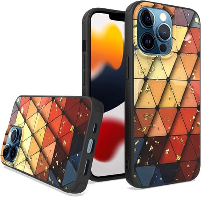 LuxeBass Siliconen hoesje met print geschikt voor Apple iPhone 14 Pro - Marmer Triangle - telefoonhoes - gsm hoes - telefoonhoesje