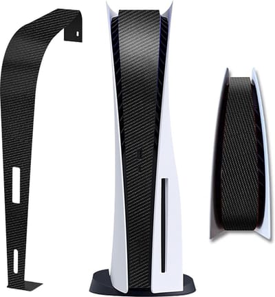 Playstation 5 Mid Skin (niet geschikt voor PS5 Slim & PS5 Pro) - Middle Skin Sticker - Middenpaneel Cover - PS5 Accessoires - Carbon Fiber Black