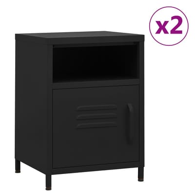 vidaXL - Nachtkastjes - 2 - st - 35x35x51 - cm - staal - zwart