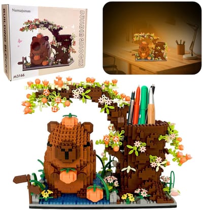 Namajunas - Bouwpakket van capibara - Capybara pennenbakje - Bouwspeelgoed - Bouwpakketten volwassenen - Bouwpakket kinderen - Niet geschikt voor LEGO - Decoratie voor Huis, Cadeau, Kerst, Oudjaar, Nieuwjaar