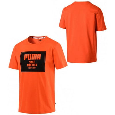 Puma Heren Rebel Block Basic Katoenen T-Shirt Oranje Top Tee 852395 29