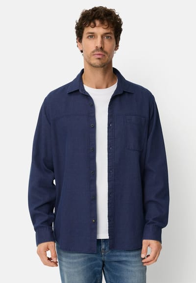 camel active Overhemd met lange mouwen van puur katoen - Maat menswear-L - Marineblauw