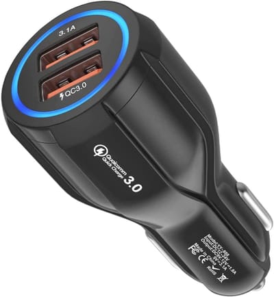 GELLDG Sigarettenaansteker - USB-autolader - Universele snellader - Stekker - 2 poorten - Geschikt voor smartphones, iOS- en Android-tablets, GPS, camera's