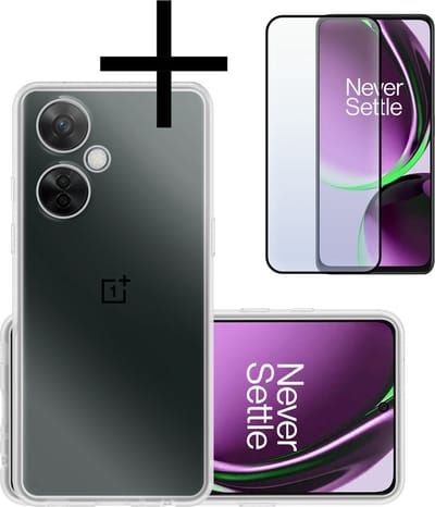 Hoesje - Met Screenprotector - Geschikt voor OnePlus Nord CE 3 Lite - Sterk & Shockproof - Back Cover - Siliconen Case - Telefoon Hoes - Transparant