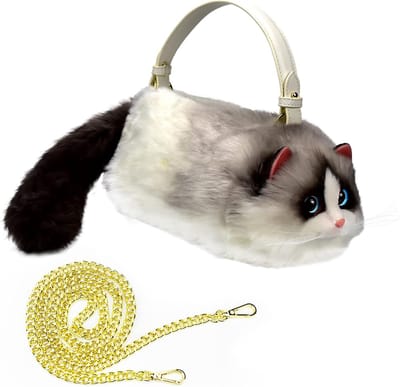 Dames Schoudertas Kat - Handtas Portemonnee - Dagelijks Gebruik - Schattig Pluche Ontwerp - 31 x 17 x 15 cm