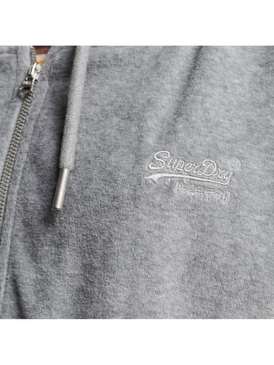 Superdry - Vintage Logo velours hoodie van biologisch katoen met rits - Dames - Hoodies