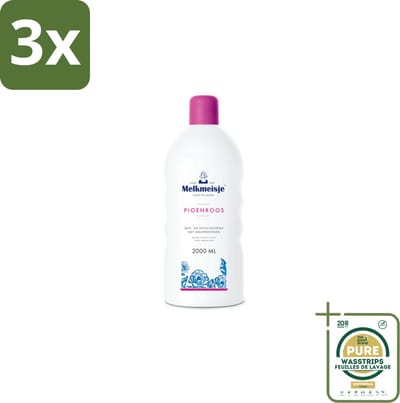 3 x Melkmeisje Bad en Douche Crème Pioenroos 2000 ml - Grootverpakking - Douchecrème - Melkproteïnen - Katoen - Huidverzorging - Pioenroos