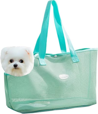 Schoudertas voor Huisdieren, Ademend Mesh Draagtas voor Katten en Honden, Lichtgewicht en Comfortabel (Groen, L)