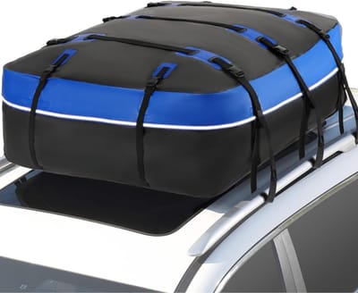Famanu - Dakkoffer 566 liter / 20 kubieke voet, 1000D PVC, met 10 riemen, geschikt voor SUV – Zwart